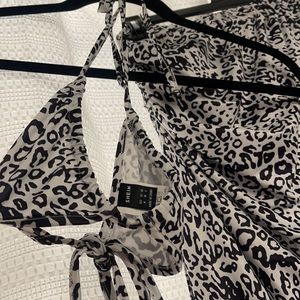 SHEIN skirt and bra black and white print